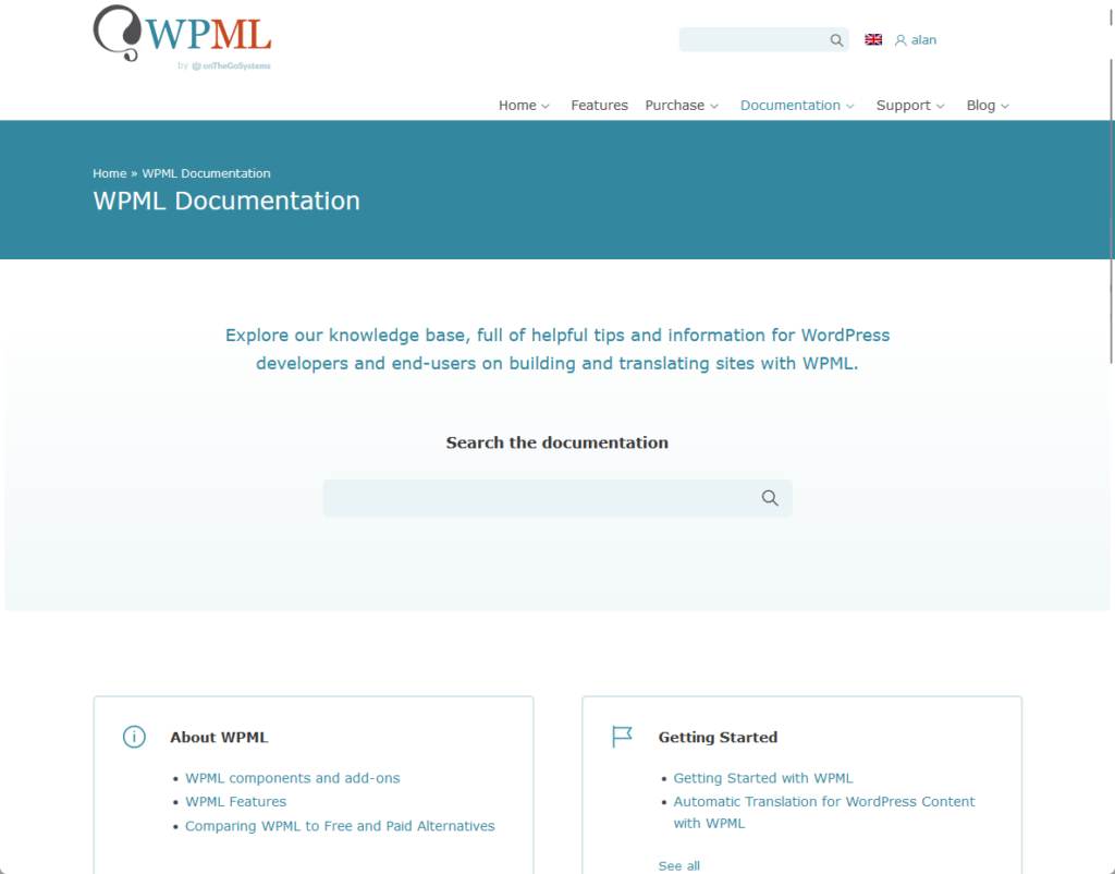 page dedicated for wpml documentation